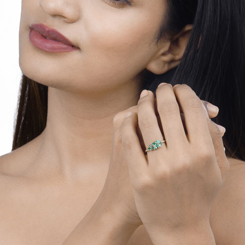 0.68 Carat Genuine Zambian Emerald and White Diamond 14K Yellow Gold Ring by Bids.com