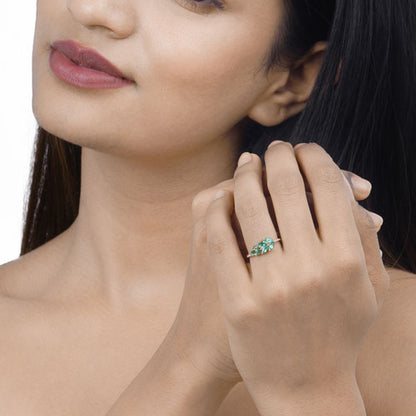0.68 Carat Genuine Zambian Emerald and White Diamond 14K Yellow Gold Ring by Bids.com