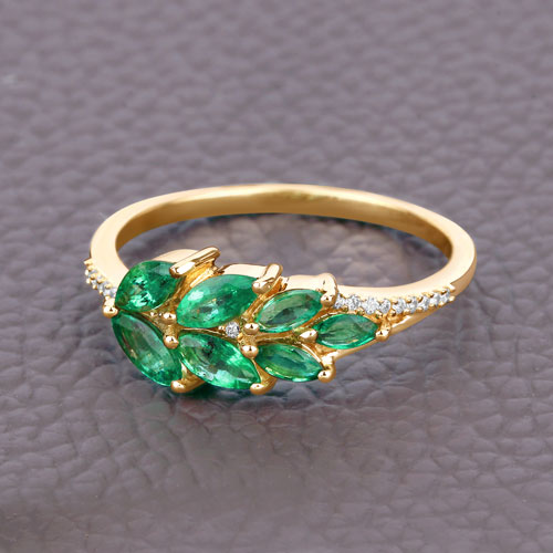 0.68 Carat Genuine Zambian Emerald and White Diamond 14K Yellow Gold Ring by Bids.com