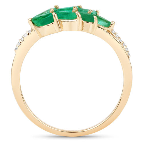 0.68 Carat Genuine Zambian Emerald and White Diamond 14K Yellow Gold Ring by Bids.com