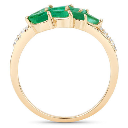 0.68 Carat Genuine Zambian Emerald and White Diamond 14K Yellow Gold Ring by Bids.com