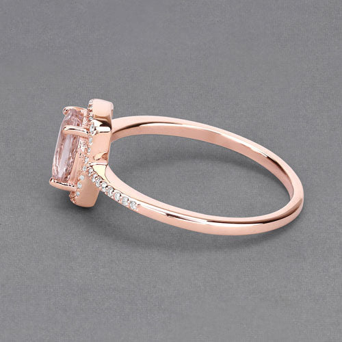 0.82 Carat Genuine Morganite and White Diamond 14K Rose Gold Ring by Bids.com