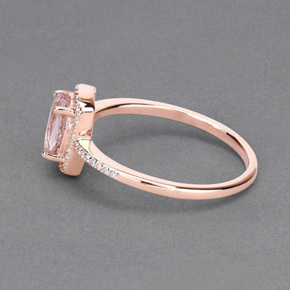 0.82 Carat Genuine Morganite and White Diamond 14K Rose Gold Ring by Bids.com