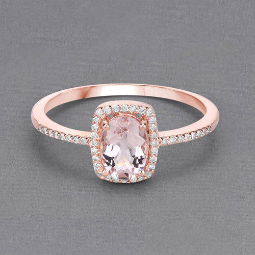 0.82 Carat Genuine Morganite and White Diamond 14K Rose Gold Ring by Bids.com