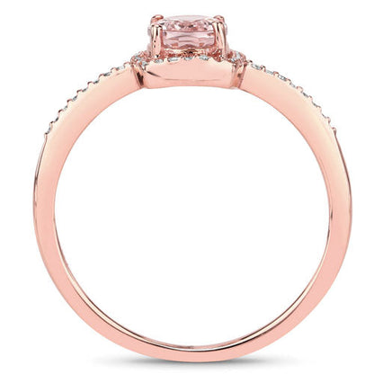 0.82 Carat Genuine Morganite and White Diamond 14K Rose Gold Ring by Bids.com