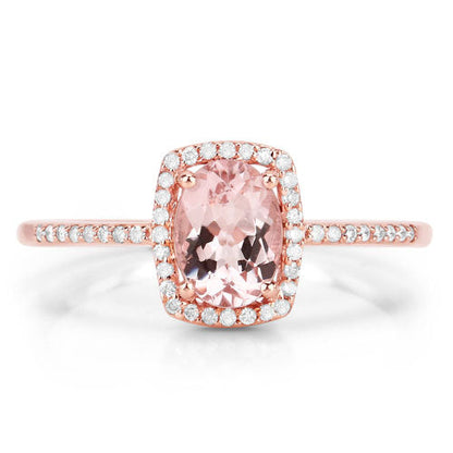 0.82 Carat Genuine Morganite and White Diamond 14K Rose Gold Ring by Bids.com
