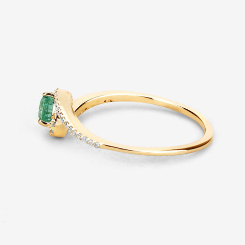 0.33 Carat Genuine Zambian Emerald and White Diamond 14K Yellow Gold Ring by Bids.com