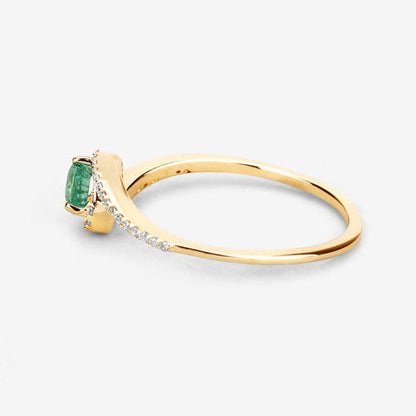 0.33 Carat Genuine Zambian Emerald and White Diamond 14K Yellow Gold Ring by Bids.com