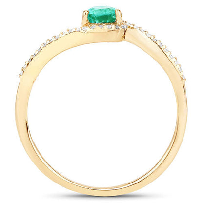 0.33 Carat Genuine Zambian Emerald and White Diamond 14K Yellow Gold Ring by Bids.com
