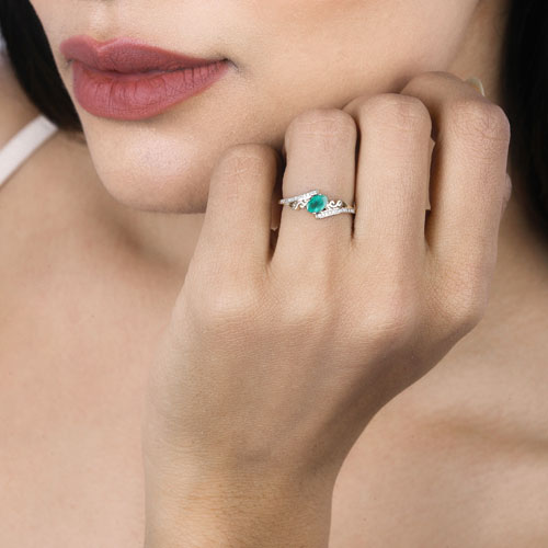 0.51 Carat Genuine Zambian Emerald and White Diamond 14K Yellow Gold Ring by Bids.com