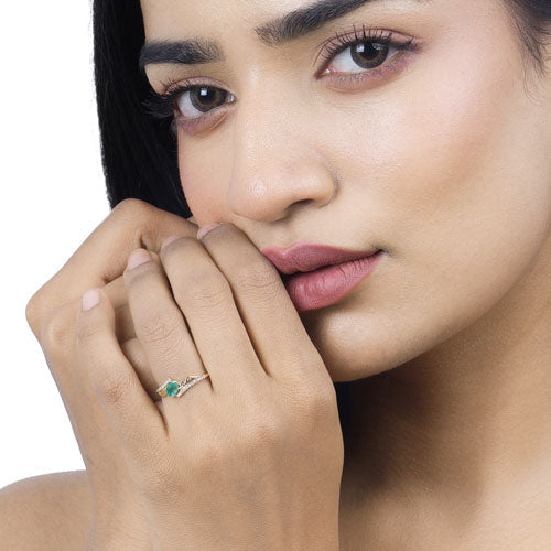 0.51 Carat Genuine Zambian Emerald and White Diamond 14K Yellow Gold Ring by Bids.com