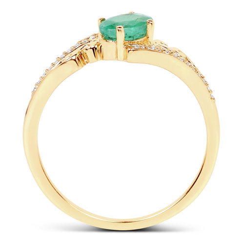 0.51 Carat Genuine Zambian Emerald and White Diamond 14K Yellow Gold Ring by Bids.com