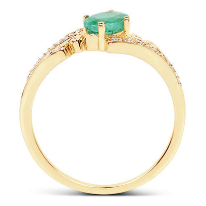 0.51 Carat Genuine Zambian Emerald and White Diamond 14K Yellow Gold Ring by Bids.com