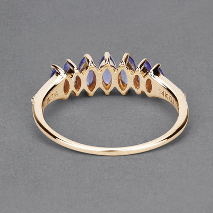 0.76 Carat Genuine Tanzanite and White Diamond 14K Yellow Gold Ring  DestGlow