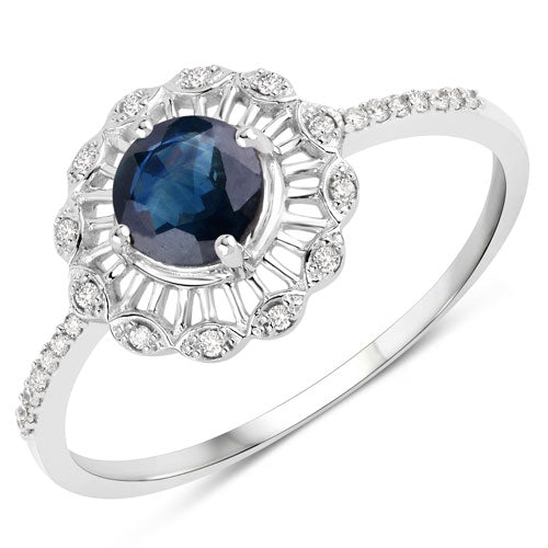 0.72 Carat Genuine Blue Sapphire and White Diamond 14K White Gold Ring by Bids.com