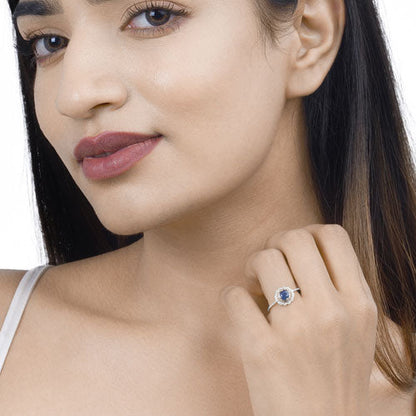 0.72 Carat Genuine Blue Sapphire and White Diamond 14K White Gold Ring by Bids.com