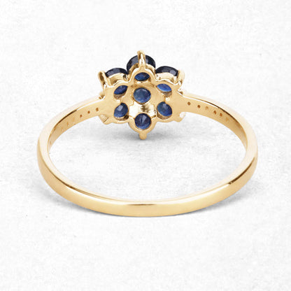 0.45 Carat Genuine Blue Sapphire and White Diamond 10K Yellow Gold Ring  DestGlow
