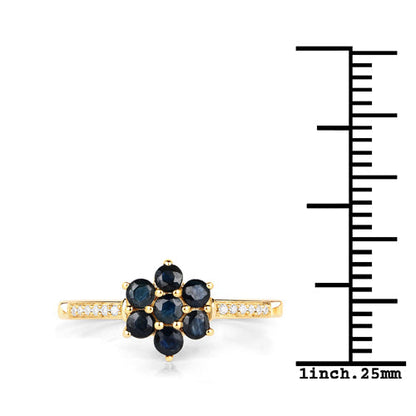 0.45 Carat Genuine Blue Sapphire and White Diamond 10K Yellow Gold Ring  DestGlow