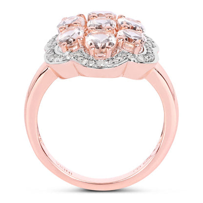 3.06 Carat Genuine Morganite and White Diamond .925 Sterling Silver Ring by Bids.com