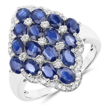 3.48 Carat Genuine Blue Sapphire and White Zircon .925 Sterling Silver Ring by Bids.com