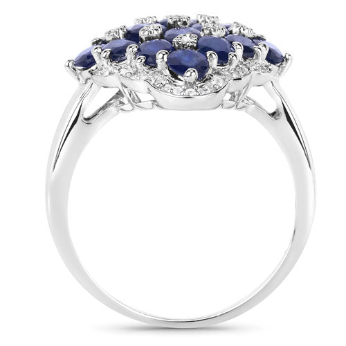 3.48 Carat Genuine Blue Sapphire and White Zircon .925 Sterling Silver Ring by Bids.com