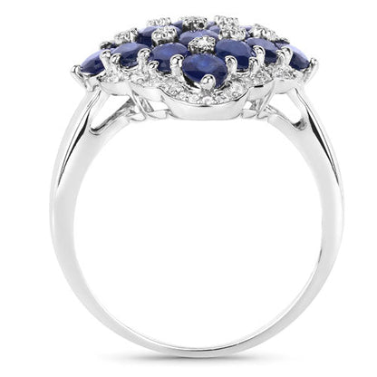 3.48 Carat Genuine Blue Sapphire and White Zircon .925 Sterling Silver Ring by Bids.com