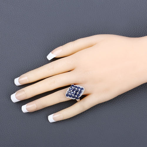 3.48 Carat Genuine Blue Sapphire and White Zircon .925 Sterling Silver Ring by Bids.com