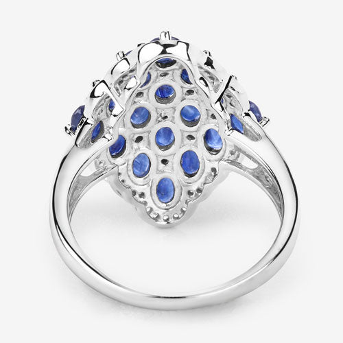 3.48 Carat Genuine Blue Sapphire and White Zircon .925 Sterling Silver Ring by Bids.com