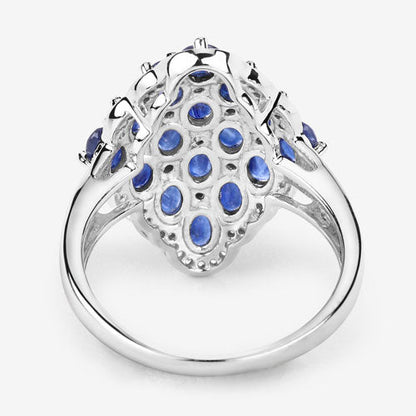 3.48 Carat Genuine Blue Sapphire and White Zircon .925 Sterling Silver Ring by Bids.com