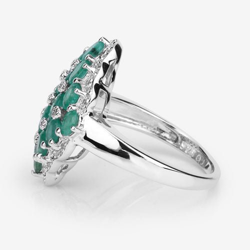 2.68 Carat Genuine Zambian Emerald and White Zircon .925 Sterling Silver Ring by Bids.com
