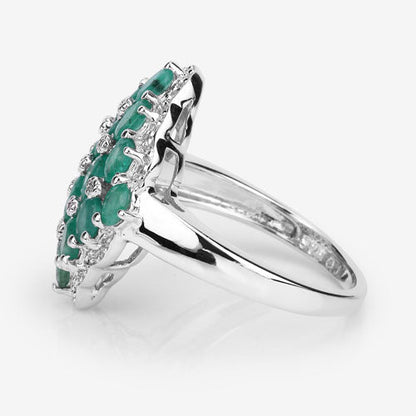 2.68 Carat Genuine Zambian Emerald and White Zircon .925 Sterling Silver Ring by Bids.com