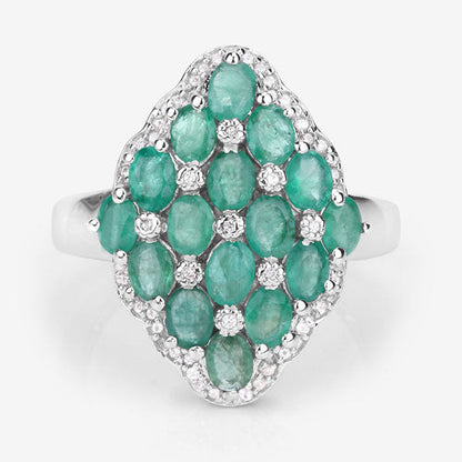 2.68 Carat Genuine Zambian Emerald and White Zircon .925 Sterling Silver Ring by Bids.com