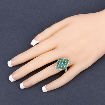 2.68 Carat Genuine Zambian Emerald and White Zircon .925 Sterling Silver Ring by Bids.com