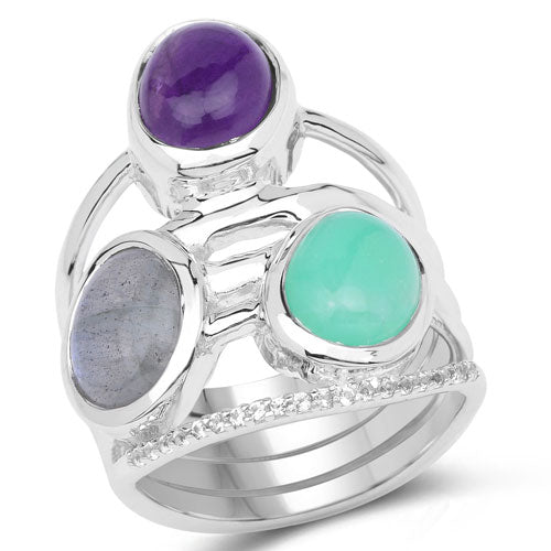 4.00 Carat Genuine Multi Stone .925 Sterling Silver Ring by Bids.com