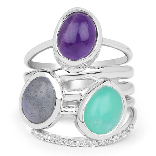4.00 Carat Genuine Multi Stone .925 Sterling Silver Ring by Bids.com