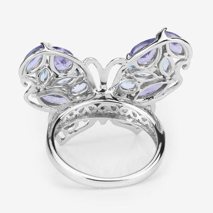3.60 Carat Genuine Tanzanite and Swiss Blue Topaz .925 Sterling Silver Ring by Bids.com
