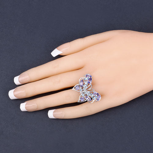 3.60 Carat Genuine Tanzanite and Swiss Blue Topaz .925 Sterling Silver Ring by Bids.com