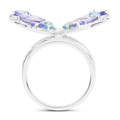 3.60 Carat Genuine Tanzanite and Swiss Blue Topaz .925 Sterling Silver Ring by Bids.com