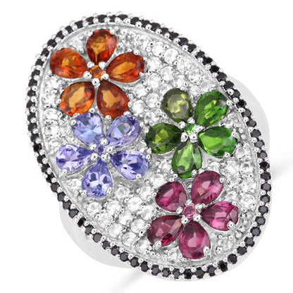 5.01 Carat Genuine Multi Stones .925 Sterling Silver Ring by Bids.com