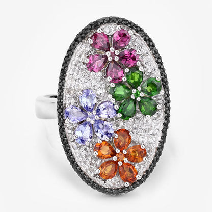 5.01 Carat Genuine Multi Stones .925 Sterling Silver Ring by Bids.com