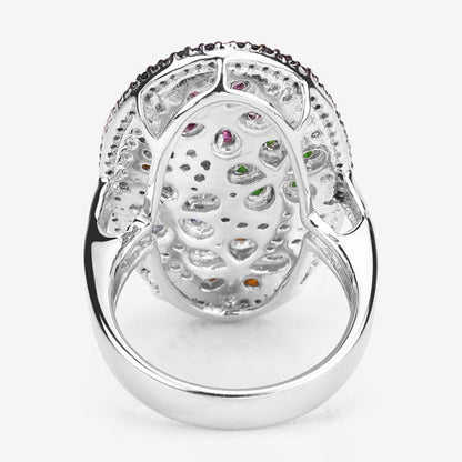 5.01 Carat Genuine Multi Stones .925 Sterling Silver Ring by Bids.com