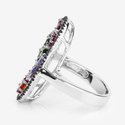 5.01 Carat Genuine Multi Stones .925 Sterling Silver Ring by Bids.com