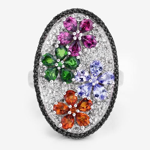 5.01 Carat Genuine Multi Stones .925 Sterling Silver Ring by Bids.com