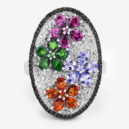 5.01 Carat Genuine Multi Stones .925 Sterling Silver Ring by Bids.com