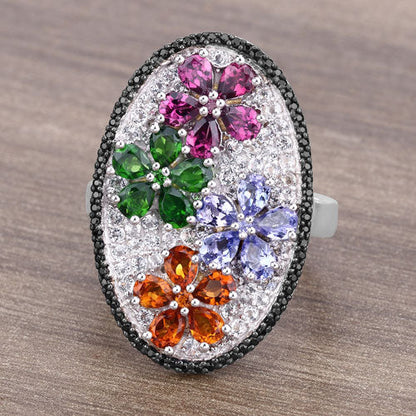 5.01 Carat Genuine Multi Stones .925 Sterling Silver Ring by Bids.com