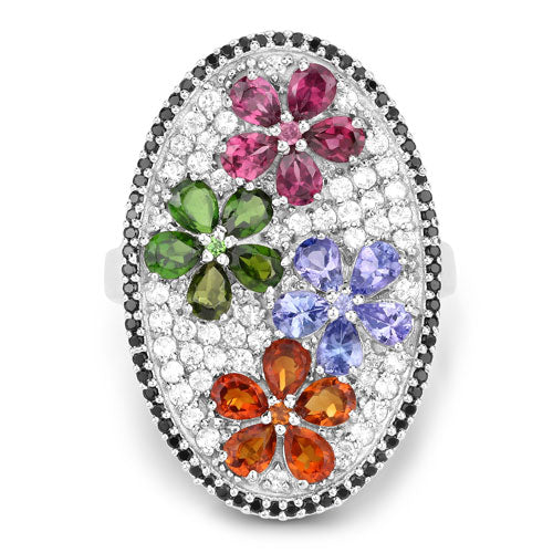 5.01 Carat Genuine Multi Stones .925 Sterling Silver Ring by Bids.com