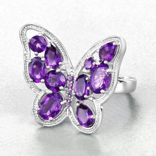 4.32 Carat Genuine Amethyst .925 Sterling Silver Ring by Bids.com