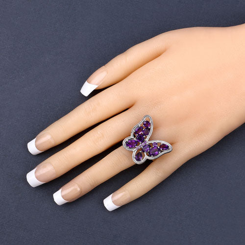 4.32 Carat Genuine Amethyst .925 Sterling Silver Ring by Bids.com