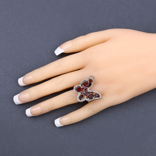 5.19 Carat Genuine Garnet .925 Sterling Silver Ring  DestGlow