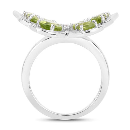 4.61 Carat Genuine Peridot and White Topaz .925 Sterling Silver Ring by Bids.com